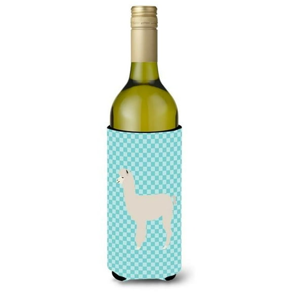Alpaca Blue Check Wine Bottle Beverge Insulator Hugger