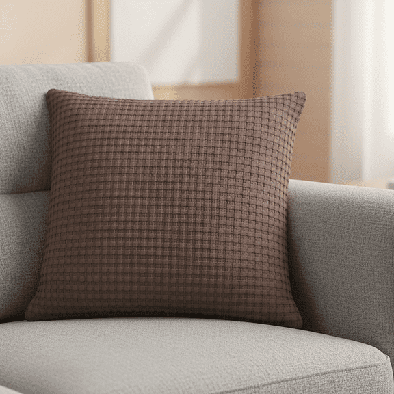 Mainstays Waffle Pillow Cover, 18" X 18", 2 pack, Warm Brown