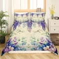 thumbnail image 2 of Purple Wisteria Duvet Cover Dragonfly Floral Comforter Cover King Size,Violets Leave Bedding Set Srustic Farmhouse Animals Quilt Cover （No Comforter）, 2 of 5