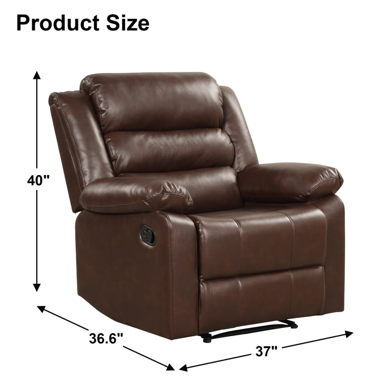 Bonzy Home Recliner Chair, Single Coffee Faux Leather photo 5