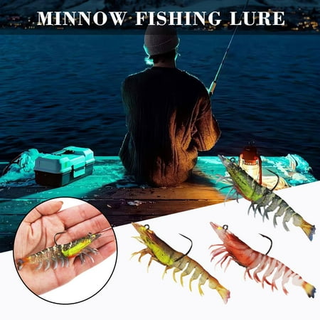 RUOYING Luminous Fishing Lure Bait Artificial Shrimp Lures Prawn Hook Soft Bait τд K1F8