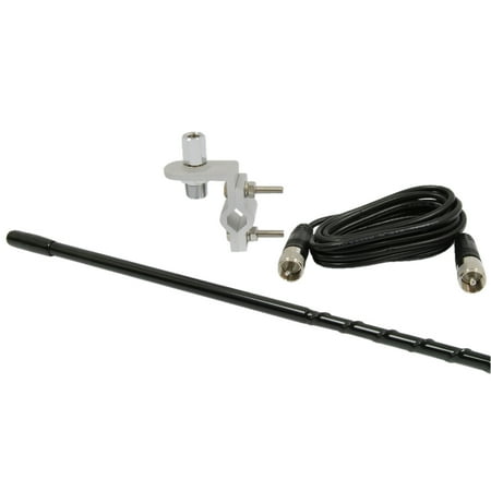 TruckSpec TS-83B Black 3 Foot Single Mirror Mount CB Antenna Kit with 9 Foot Cable Truck Car CB Radio Kit with Antenna Mount Cable
