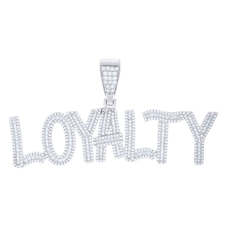 925 Sterling Silver Mens Baguette Round LOYALTY Fashion Charm Pendant