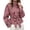 Wine, variant on DPTALR Women's Gingham Stand Collar Double Breasted Belted Short Jacket Coat with Pockets,Size S-2XL