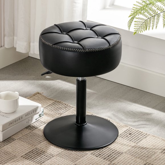 Taburete LUE BONA ajustable 360 grados, de piel sintética, color negro