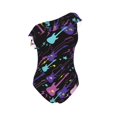 thumbnail image 4 of Yiaed Colorful Guitar Print Women One Piece Swimsuits Tummy Control One Shoulder Bathing Suits Pattern Ruffle Swimwear-Small, 4 of 8
