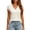 Beige, variant on Tsesme Women’s Crop Sleeve T-Shirt Fashion V-Neck Pullover Tees Groove Strip Breathable Comfy Tops