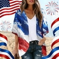 thumbnail image 2 of JULMCOMO American Flag Lightweight Cardigans for Women Red White Blue Half Sleeve Independence Day Kimono Cover Ups Summer Tops White XL, 2 of 6