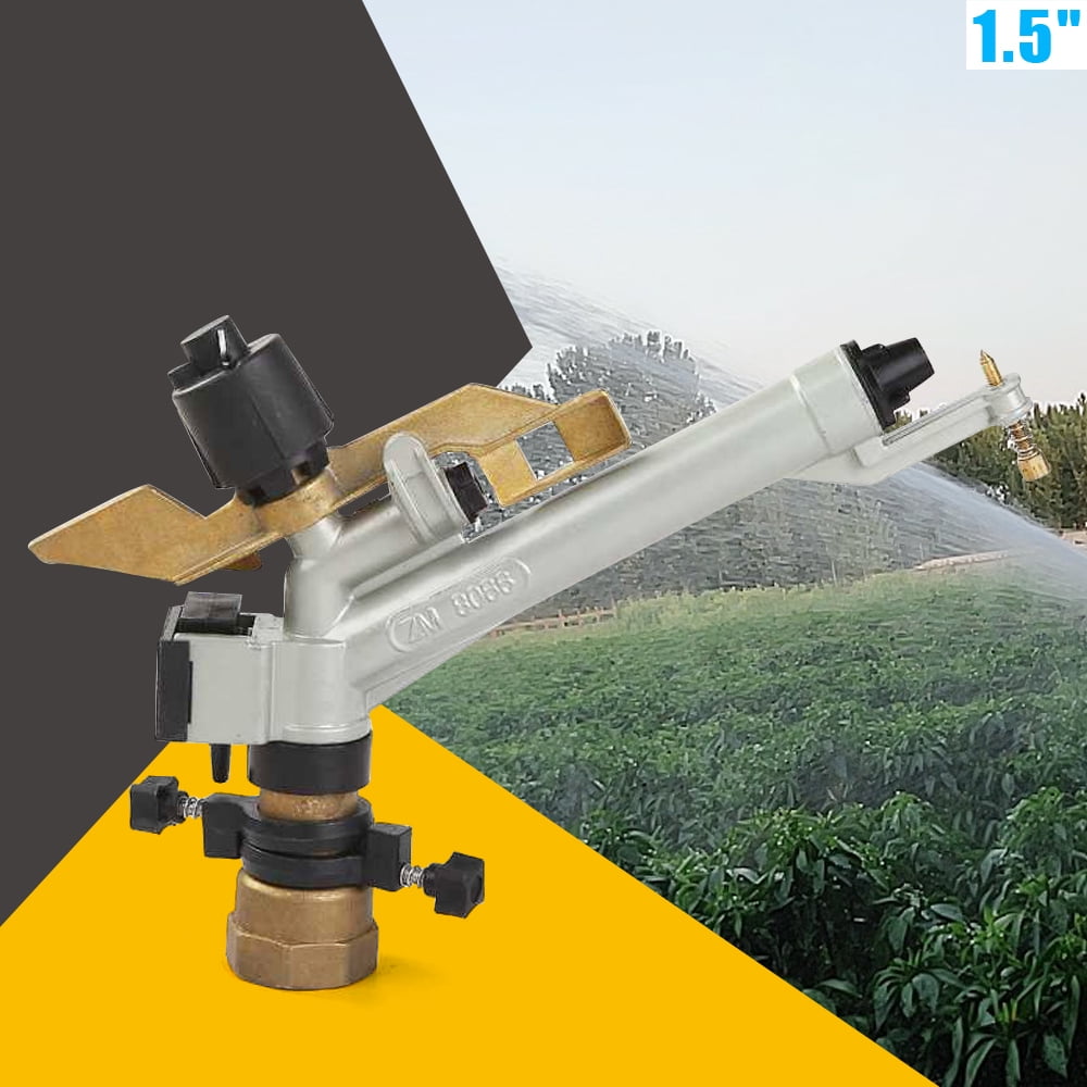 1.5" Impact Sprinkler Agriculture Irrigation Sprinkler 360° Adjustable Long Range Water Irrigation Spray Gun Tool Kit Large-Area Watering Sprinkler for Garden Farm Lawn Forestry