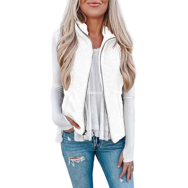 Chaleco polar de peluche para mujer, chaqueta de piel cálida sin mangas para otoño e invierno