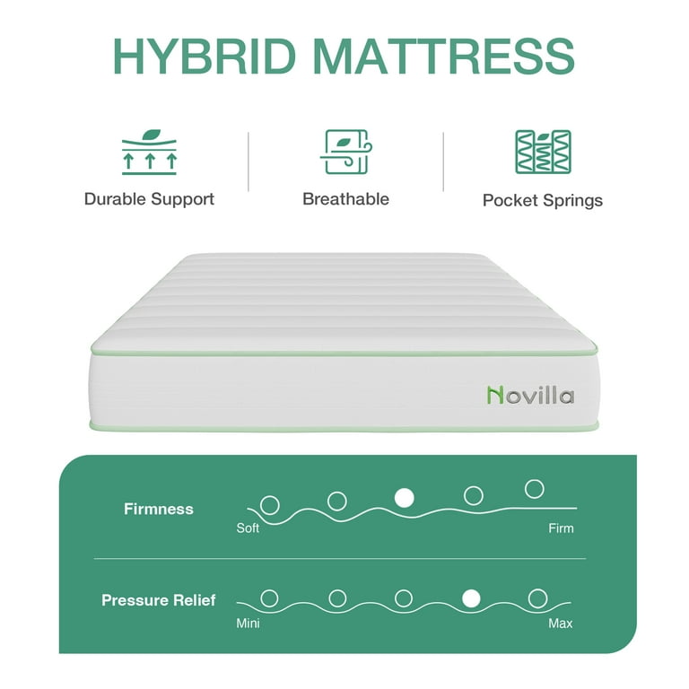 Novilla Snowfall 6 inch Twin Size Mattress in a Box, Hybrid Medium