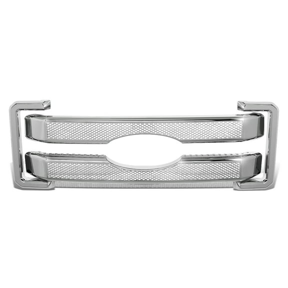 DNA Motoring GRILLE-FR-F25011-T2 For 2011 to 2016 Ford F250 F350 SD ABS Plastic Set of 4 Diamond Mesh Style Overlay Covers Front Grille (Chrome) 11 12 13 14 15 16