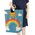 thumbnail image 4 of Yayeee Freestanding Laundry Hamper with Handle Collapsible Large Storage Basket for Clothes, Rainbow with Stars, 4 of 7