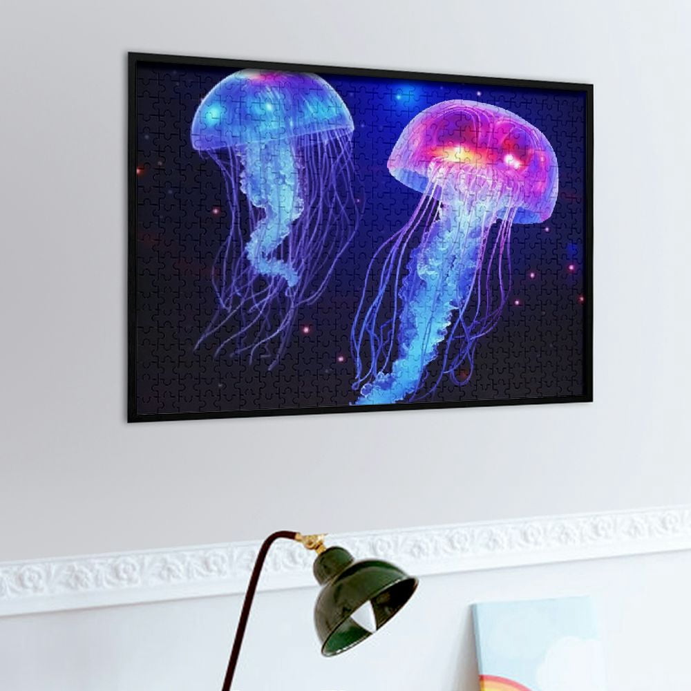 PRATYUS Jellyfish Bioluminescence Hologram Wooden Jigsaw Puzzle Wall Art Decor Gift for Family Friends 500 PCS