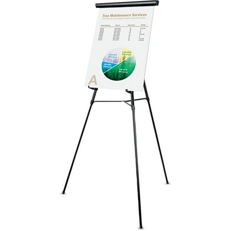 Universal 3-Leg Telescoping Easel with Pad Retainer, Adjusts 34" to 64", Aluminum, Black