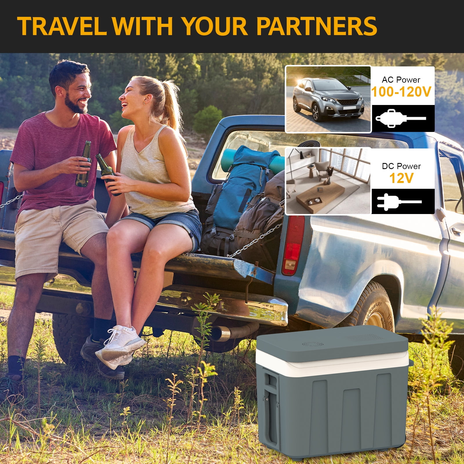 ADVWIN 12V Electric Cooler & Warmer, 45L(48 qt) Portable Thermoelectric Fridge with Wheels & Handle