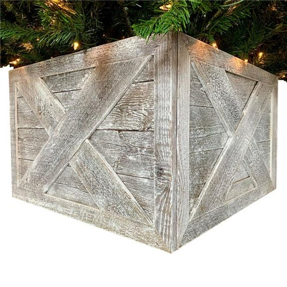 23 in. Square Natural White Wash Christmas Tree Collar