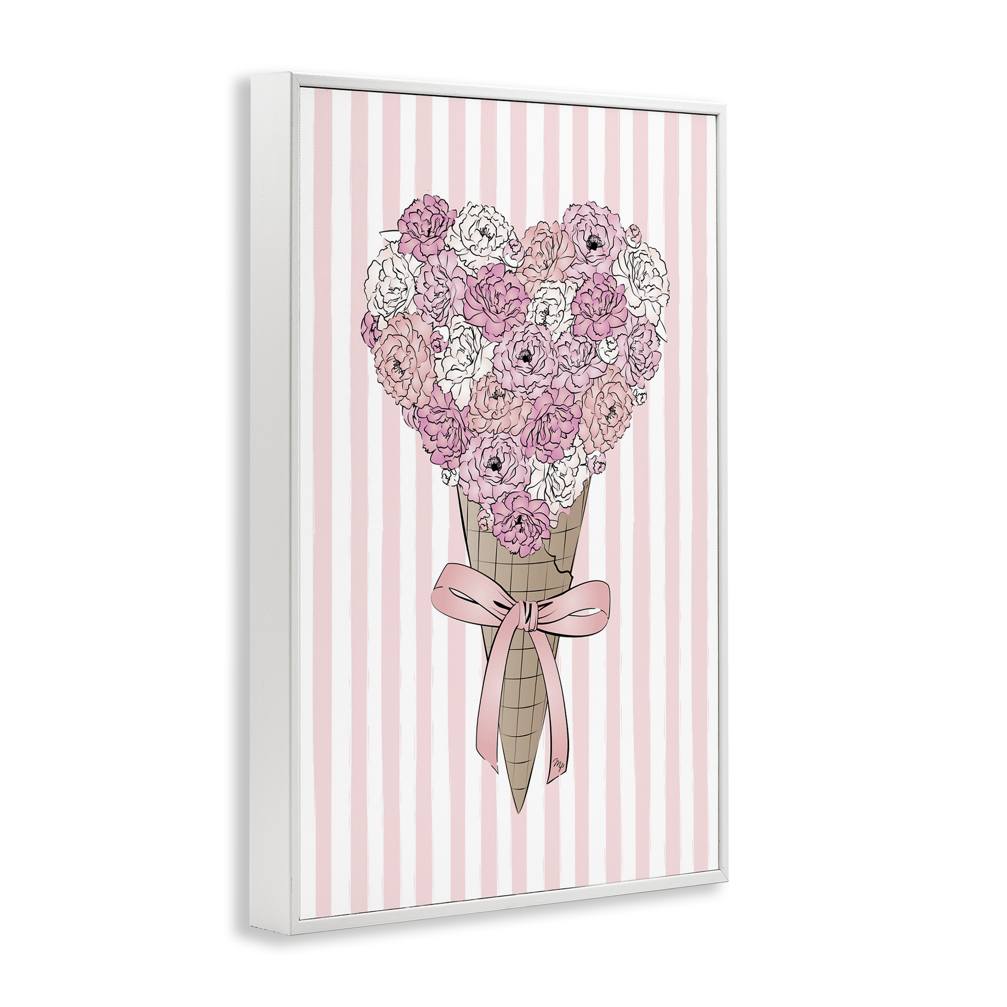 Stupell Industries Flower Bouquet Ice Cream Food & Beverage Painting White Framed Art Print Wall Art, 20 x 30