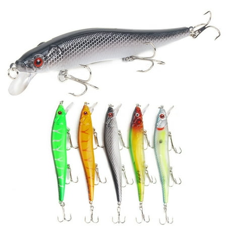 RONSHIN Lifelike Lure Bait 5PCS Fishing Lures For Bass Trout Perch Swimbait Hard Bait Freshwater Saltwater Fishing Gear 11.5cm/14g Five-color box (select 1-5)