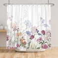 thumbnail image 2 of Mizhona Vintage Floral Shower Curtain Watercolor for Bathroom Water Resistant Boho Decorative Washable with Hooks 47"x64", 2 of 4