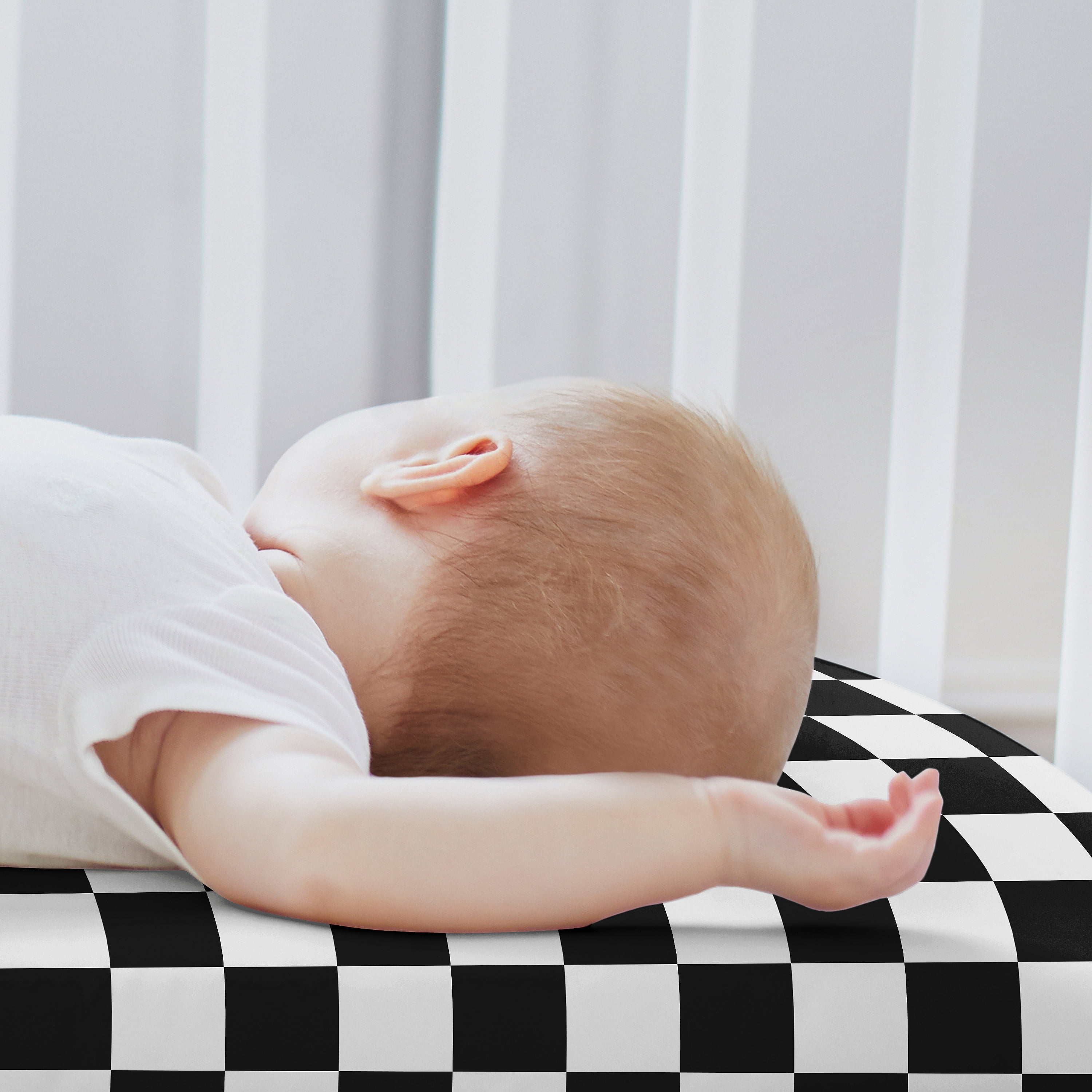 Sweet Jojo Designs Black and White Gingham Checkered Plaid Boy, Girl, Unisex/Gender Neutral Baby Bassinet Fitted Sheets Set 2 Piece