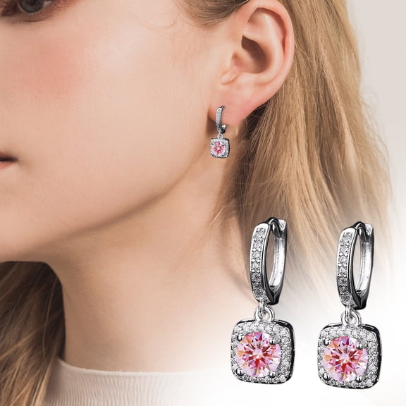 YYKihy Fashionable And Popular Square Bag One Imitation Moissanite Silver Earrings For Women Zircon Ear Clips And Earrings