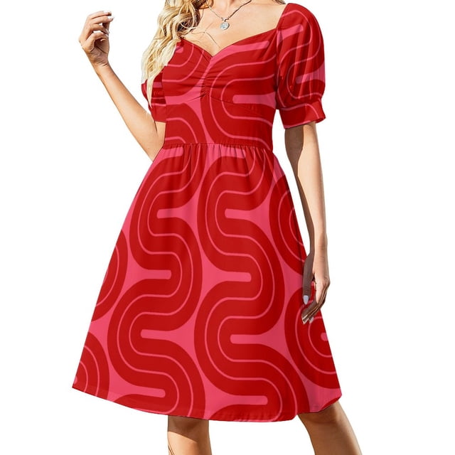 Robe Sans Manches Design Géométrique Dégradé Rétro 918 Robes d'Été pour Femmes Tenues de Plage pour Femmes Robes de Soirée