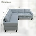 thumbnail image 5 of Aukfa 6-Seater L Shaped Sectional Sofa Modular Couch for Living Room, 2Pillows, Flannel, Light Gray, 5 of 10