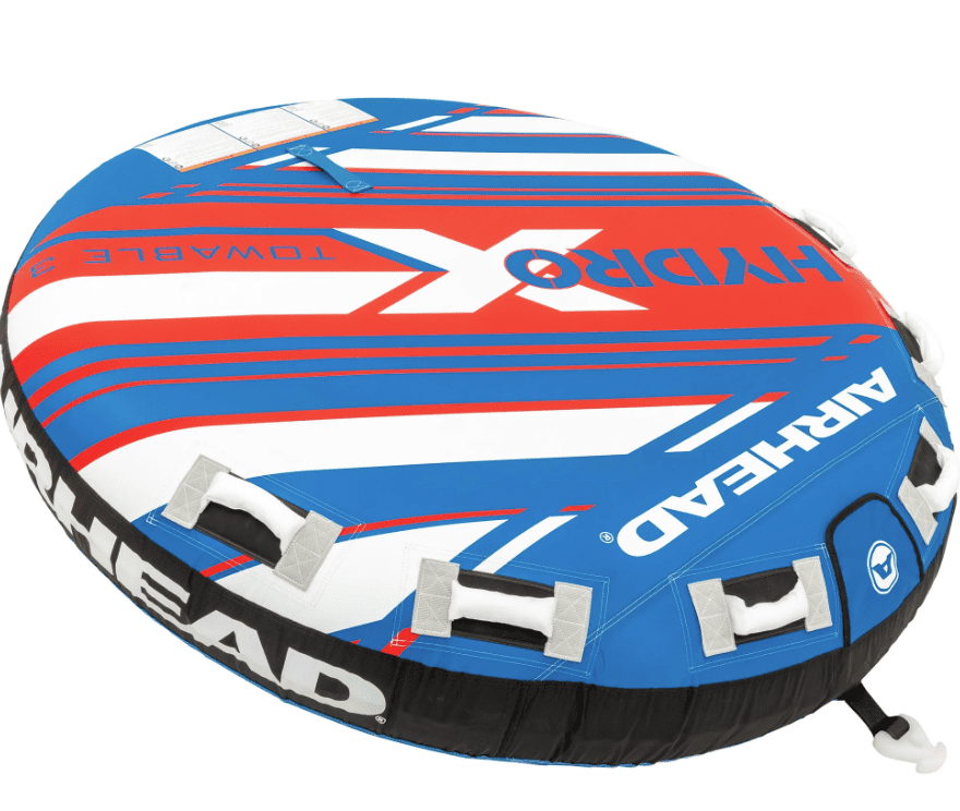Airhead Hydro X 3-Person Towable Tube and 60ft UV Resisant Tow Rope Bundle, Includes Towable Tube and Tow Rope