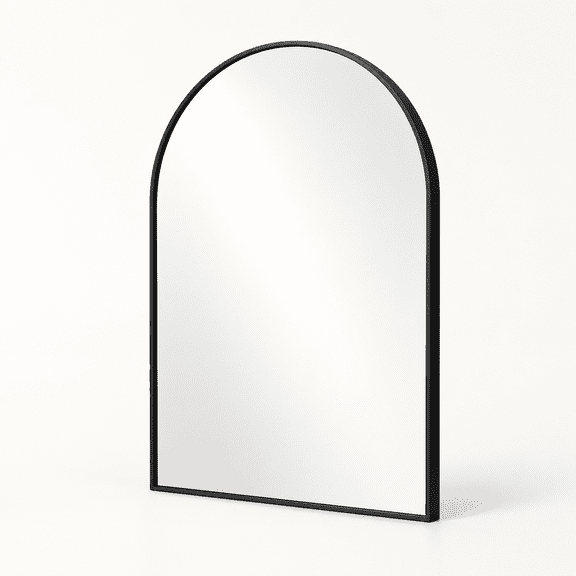 Arched Frame Black 30"L x 30"W Wall Mirror for Entryway Living Room Bathroom
