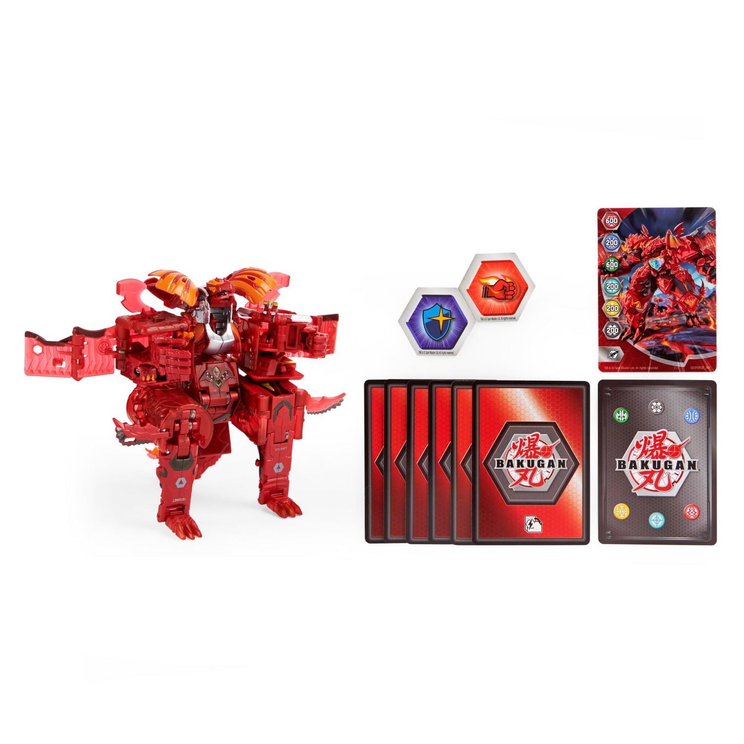 Bakugan, GeoForge Dragonoid, 7 en 1, inclut un Dragonoid True Metal exclusif et 6 Bakugan Geogan à collectionner, jouets pour garçons