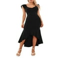 thumbnail image 1 of Women Long Bodycon Dress Solid Color Ruffles Fishtail Sleeveless Dress, 1 of 9