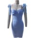 thumbnail image 3 of Mini vestido de verano plisado con cordones vestido de correa sin espalda ropa sexy, azul, S Inevent AP001275-07B, 3 of 7