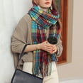thumbnail image 4 of Prolriy Scarf for Women Autumn and Winter Colorful Plaid Shawl Thickening Warm Fringe Scarf Womens Scarf B, 4 of 8