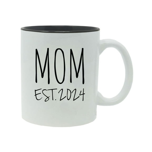 Mom Established Est. 2024 11-Ounce Ceramic Sublimation Coffee Mug with Gift Box, Black