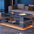 thumbnail image 2 of ARICOEASY Mirrored Coffee Table with LED Light & Large Storage for Living Room, 2 of 8