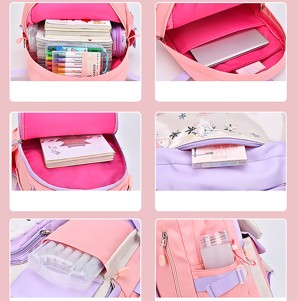 Mochilas escolares para niñas, de gran capacidad y modernas, ligeras e impermeables, rosa 7