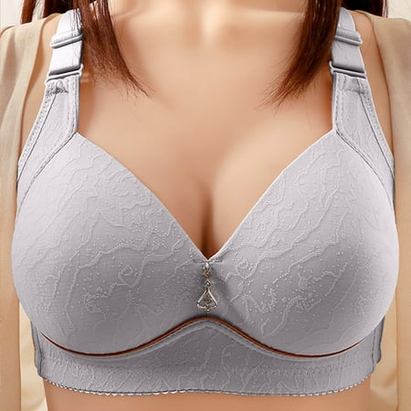 TrendVibe365 Womens Bralette Wirefree Push up Bras Padded Triangle Adjustable Strap Corset Full Coverage Crop Cami Top Cute Lingerie Gray 44/100