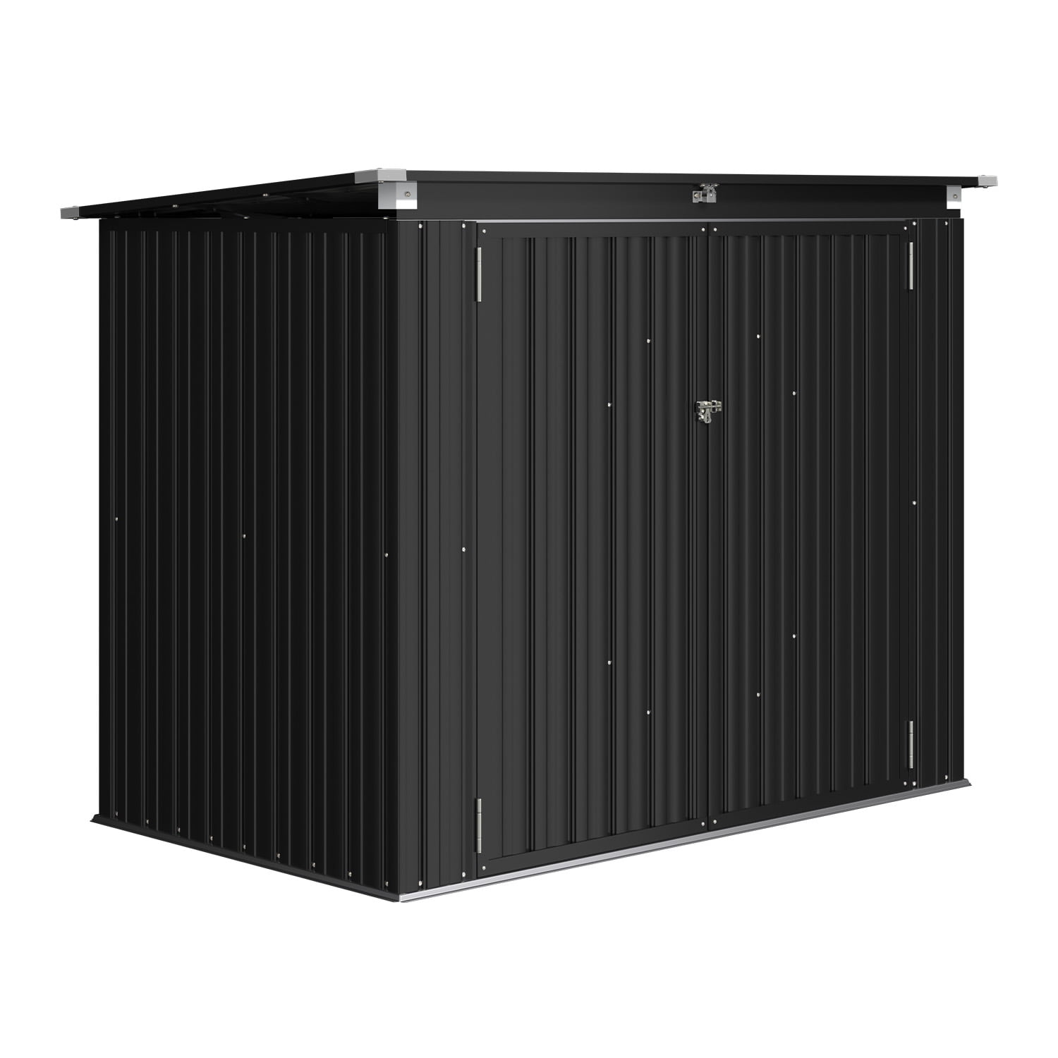 Clouddwell 3 x 5 FT Trash Can Storage 79 Cu Ft, Storage Shed Outdoor Metal Garbage Can Shed with Lockable Doors and Easy Lift Hinges, Black
