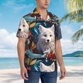 thumbnail image 2 of Cauagu White Wolf With Flowers Print Hawaiian Shirt for Men,Casual Short Sleeve Button Down Shirts Summer Beach Men's Regular-Fit Short-Sleeve Print Shirt -3X-Large, 2 of 6
