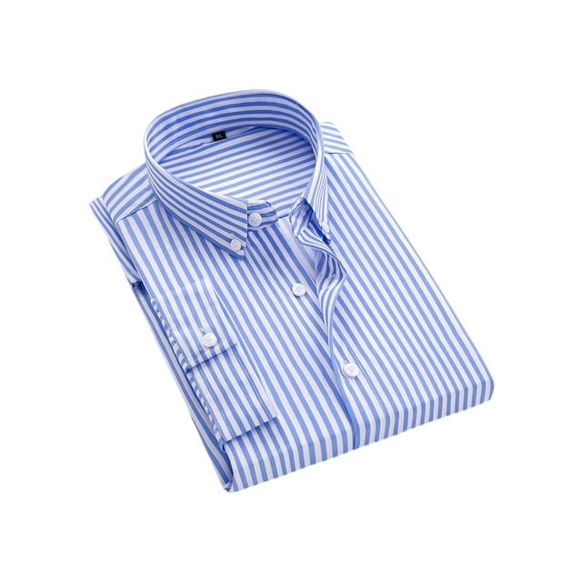 Fashnice Chemises pour Hommes Col à Revers Chemise Tunique Boutonnée Blouse Décontractée de Vacances Bleu Clair TP