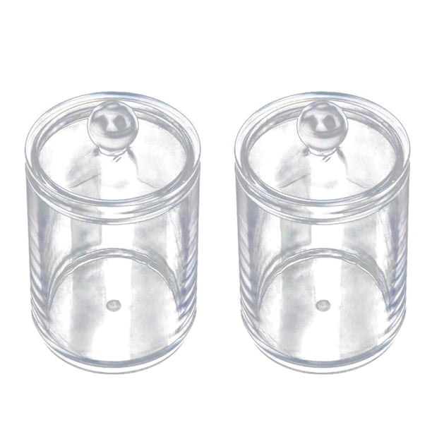 EeaseMX Dispensador de bolas de algodón e hisopos transparentes, 2 unidades, acrílico, redondo, soporte para discos de algodón, tarro para hisopos, organizador de maquillaje