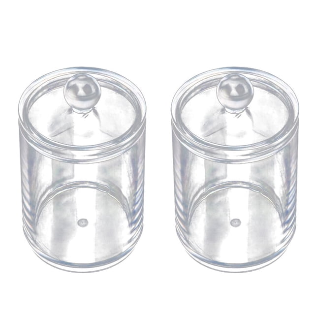 EeaseMX Dispensador de bolas de algodón e hisopos transparentes, 2 unidades, acrílico, redondo, soporte para discos de algodón, tarro para hisopos, organizador de maquillaje