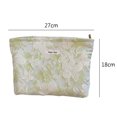 thumbnail image 4 of Bolsa de cosméticos impresa para mujer Bolsa de lavado de flores en relieve con cremallera de lona (verde claro) Ygjytge Cuidado Belleza, 4 of 4