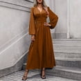 thumbnail image 2 of Lnmiateer Women Wrap V Neck A-Line Maxi Dress Long Puff Lantern Sleeve Ruched Side Flowy Elegant Summer Vacation Dress, 2 of 6