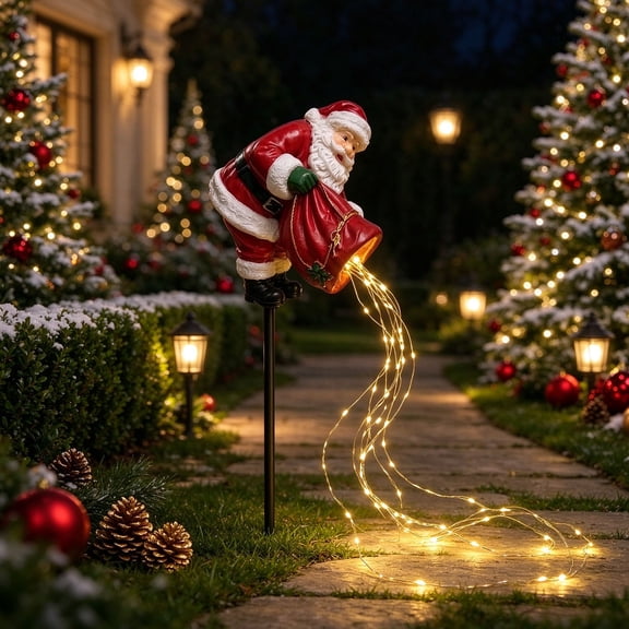 Aonerit Santa’S Magic Pour,Flowing Led Christmas Garden Solar Light,Xmas Themed Solar Yard Stake,Christmas Outdoor Decor