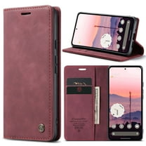 TEHC CIRCLE for Google Pixel 9 Pro XL Case (6.8") 2024 Release, Classic Wallet Flip Phone Case, Built-in Stand Function, with Card Slots & Cash Pocket, PU Leather Protective Magnetic Cover, Winered