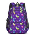 thumbnail image 2 of Dinosaur and Planet Purple Pattern Backpack for School, Cute School Bag with Adjustable Shoulder Straps and Padded Back, 16.9"x12.6"x5.9", 2 of 5