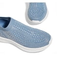 thumbnail image 4 of LUCKY STEP Fashion Breathable Rhinestone Sneaker Mesh Slip On Walking Shoes,Blue,Womens, 4 of 6