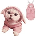 thumbnail image 1 of Sudadera con capucha para mascotas, traje de gato y conejo con orejas de conejo, sudadera bonita, suéter de punto para cachorros de primavera y otoño, prendas de punto suaves para gatitos Xemadio WRMH-938-5, 1 of 5